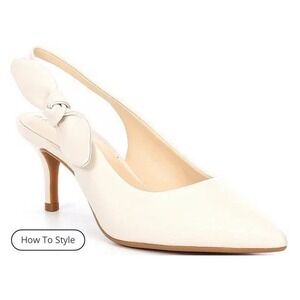 Alex Marie Slingback Heels Cream Leather Bow Detail Event Wedding Guest 9M